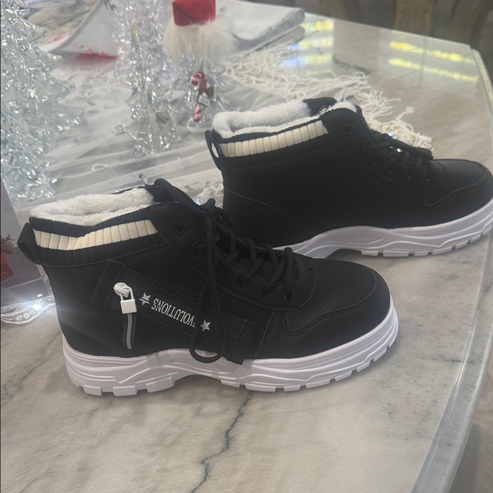 Brand New Black and White High-Top Sneakers